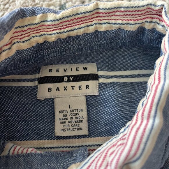 Vintage Button Down Mens Large Blue Red Cotton Preppy Retro USA Coastal Beach - Picture 5 of 8